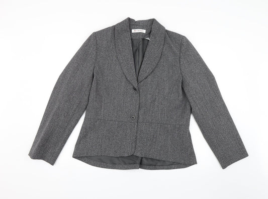 ANNE WEYBURN Womens Grey   Jacket Suit Jacket Size 16