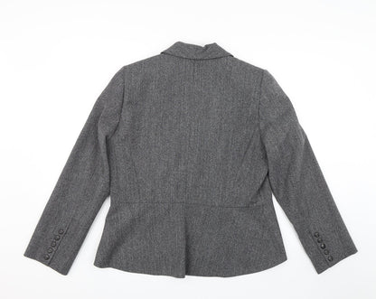 Back view of ANNE WEYBURN women’s grey jacket suit jacket, size UK 16