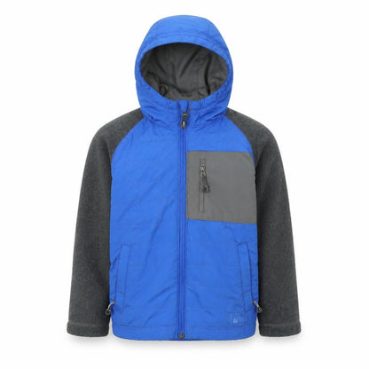 Front view of REI boys’ blue jacket, size 4, years