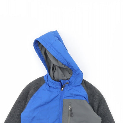Close-up detail of REI boys’ blue jacket, size 4, years