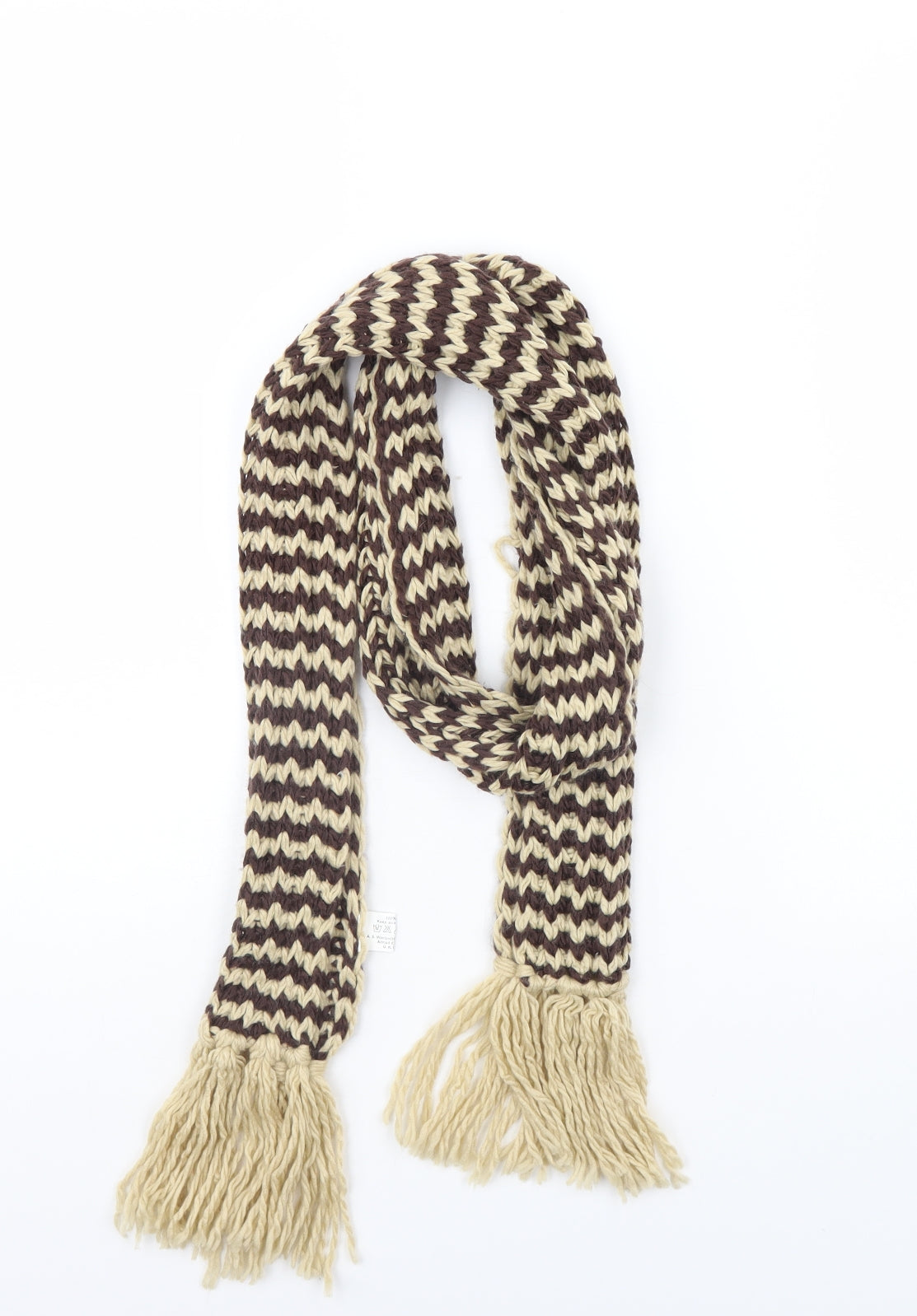 Preworn Womens Beige Herringbone   Scarf