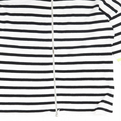 Brand and care label for Atmosphere women’s black striped jumper, size M