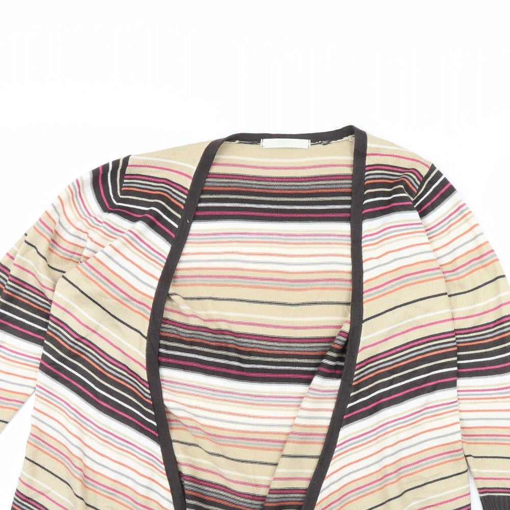 m&s Womens Beige Striped  Jacket  Size 10