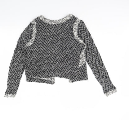 Back view of Miss Selfridge women’s black herringbone jacket, size UK 12