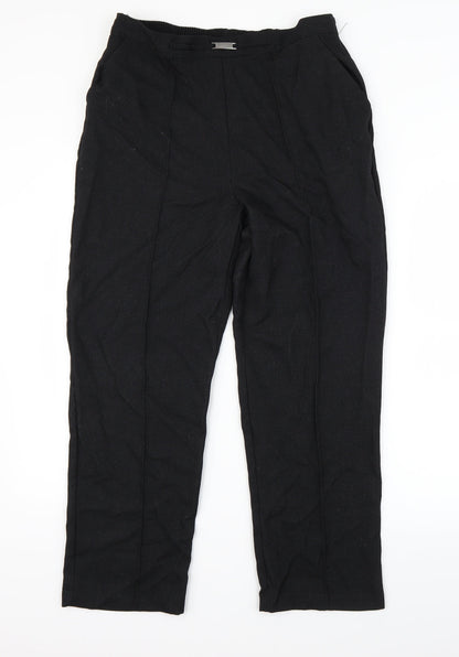 Additional front view of Papaya women’s black trousers, size UK 12, 25-inch leg