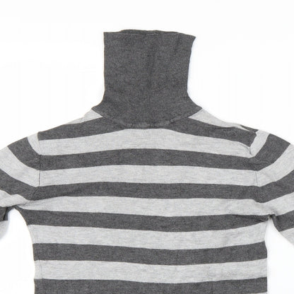 Preloved Primark Womens Grey Striped  Basic Blouse Size 10 - Detail