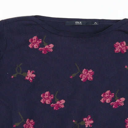 Preloved Isle Womens Blue Floral  Pullover Jumper Size M - Detail