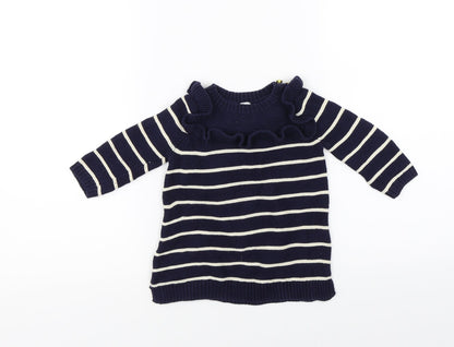 Additional front view of Gap girls’ blue striped jumper dress, size 3-6, months