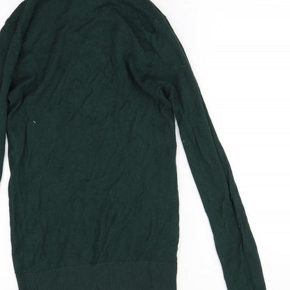 Brand and care label for Atmosphere women’s green jumper, size UK 14