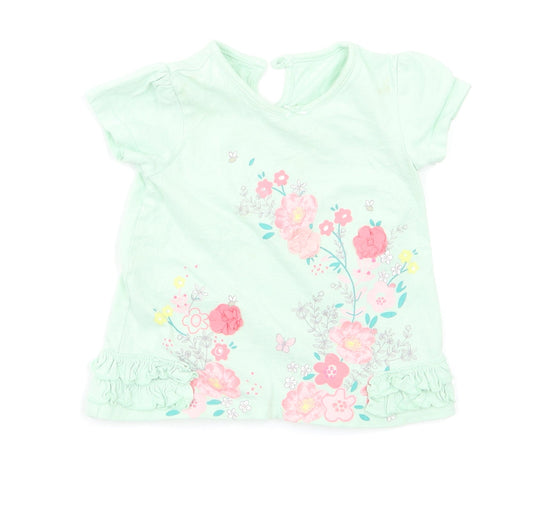 George Baby Green Floral  Basic Blouse Size 6-9 Months