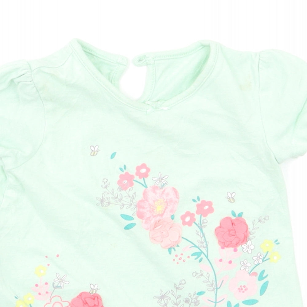 George Baby Green Floral  Basic Blouse Size 6-9 Months