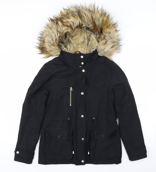 Topshop Womens Black   Pea Coat Coat Size 6