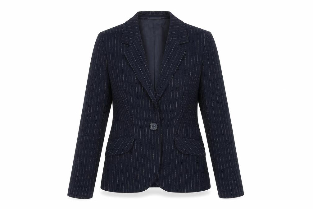 Precis Womens Blue Striped  Jacket Blazer Size 10