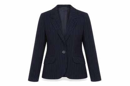 Precis Womens Blue Striped  Jacket Blazer Size 10