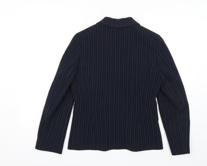 Precis Womens Blue Striped  Jacket Blazer Size 10