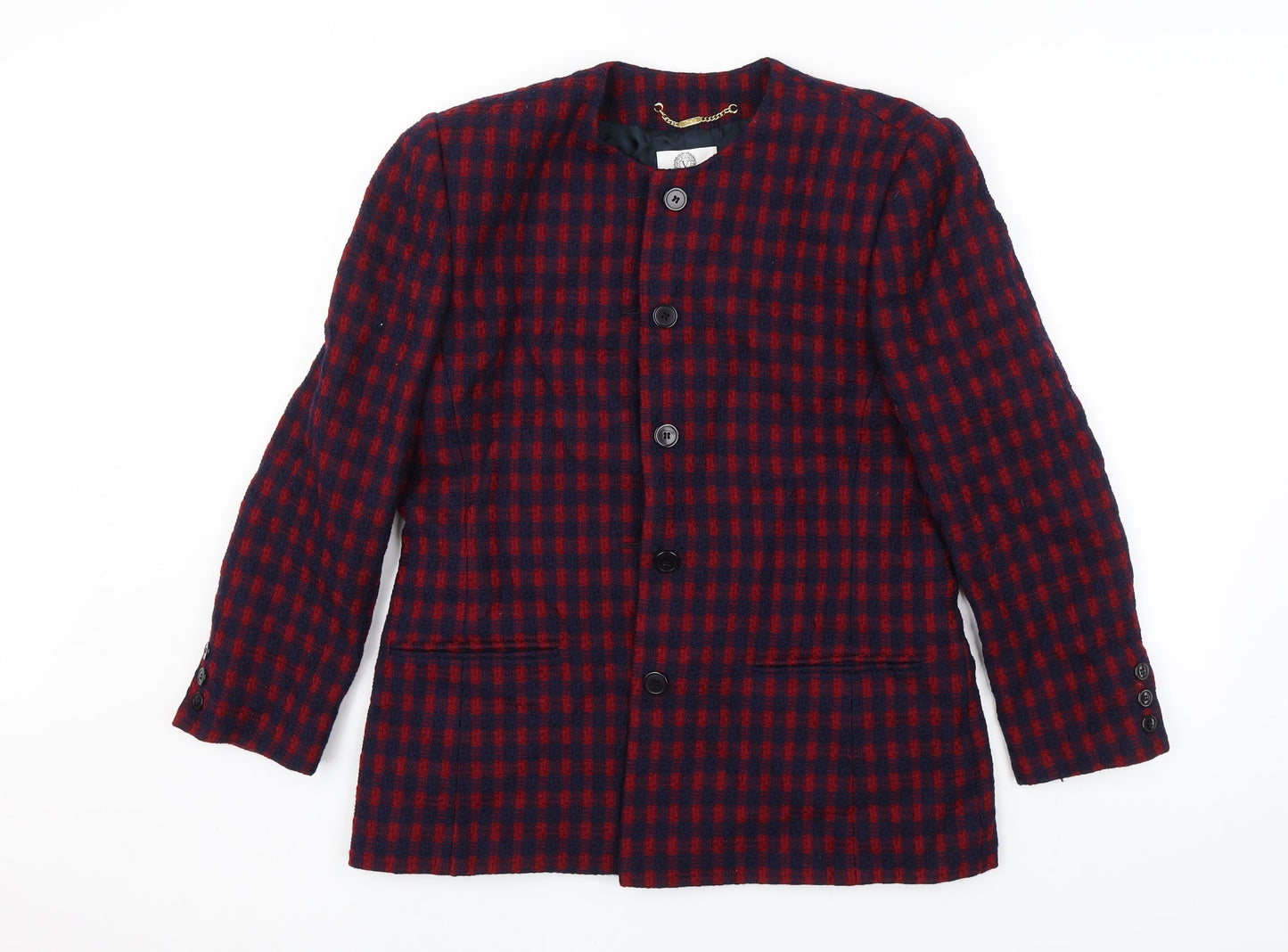 Vivella Womens Red Plaid  Overcoat Jacket Size 12