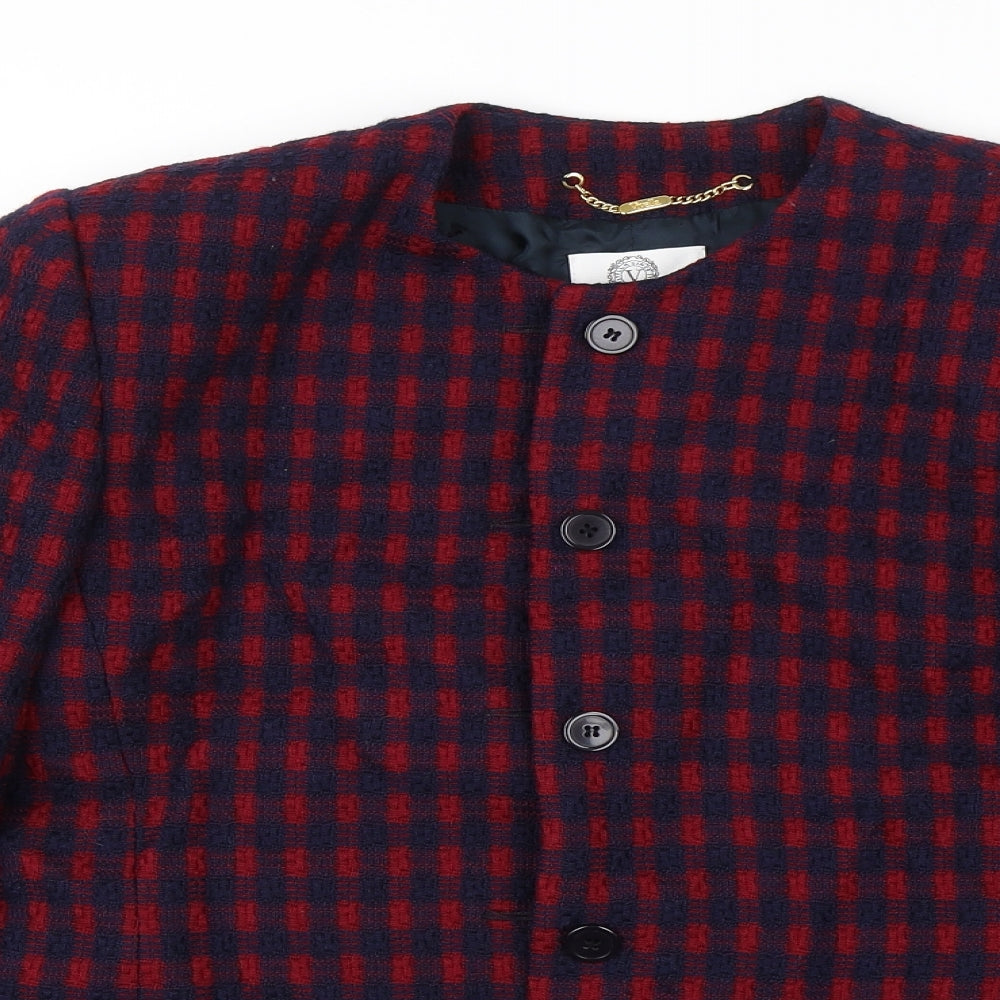 Vivella Womens Red Plaid  Overcoat Jacket Size 12