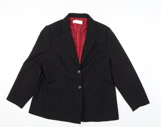 AMARANTO Womens Black Striped  Jacket Blazer Size 20