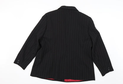 Back view of AMARANTO women’s black striped jacket blazer, size UK 20