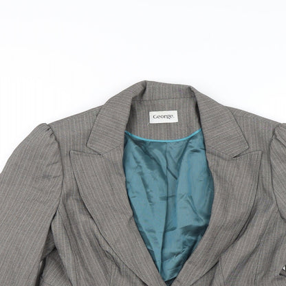 George Womens Grey Striped  Jacket Blazer Size 14