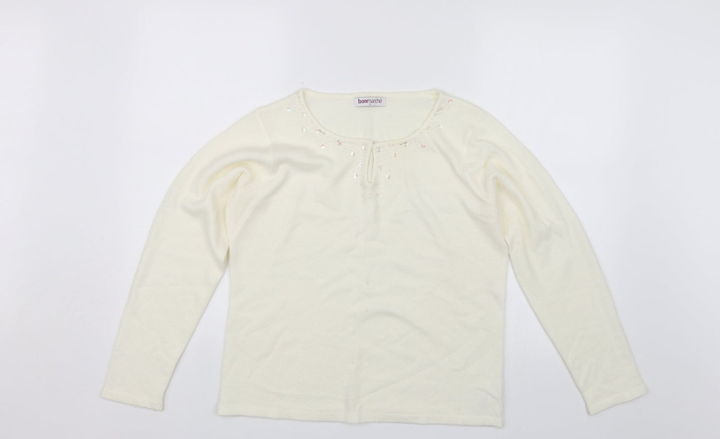 Bonmarché Womens White   Pullover Jumper Size S