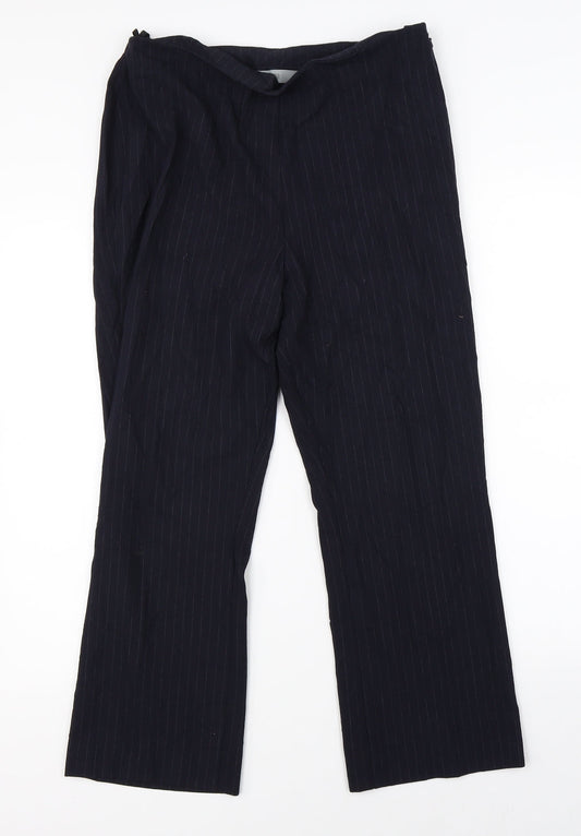 Marks & Spencer Womens Black Striped  Dress Pants Trousers Size 12 L23 in