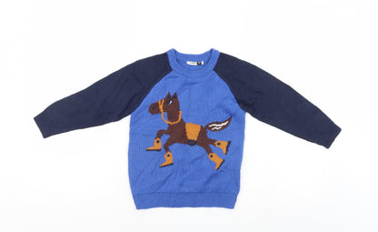 Preloved PEP & CO Girls Blue   Pullover Jumper Size 4-5 Years - Front