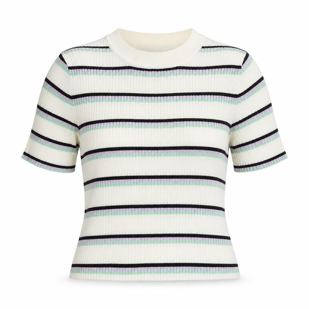 Divided Womens White Striped  Basic Blouse Size M