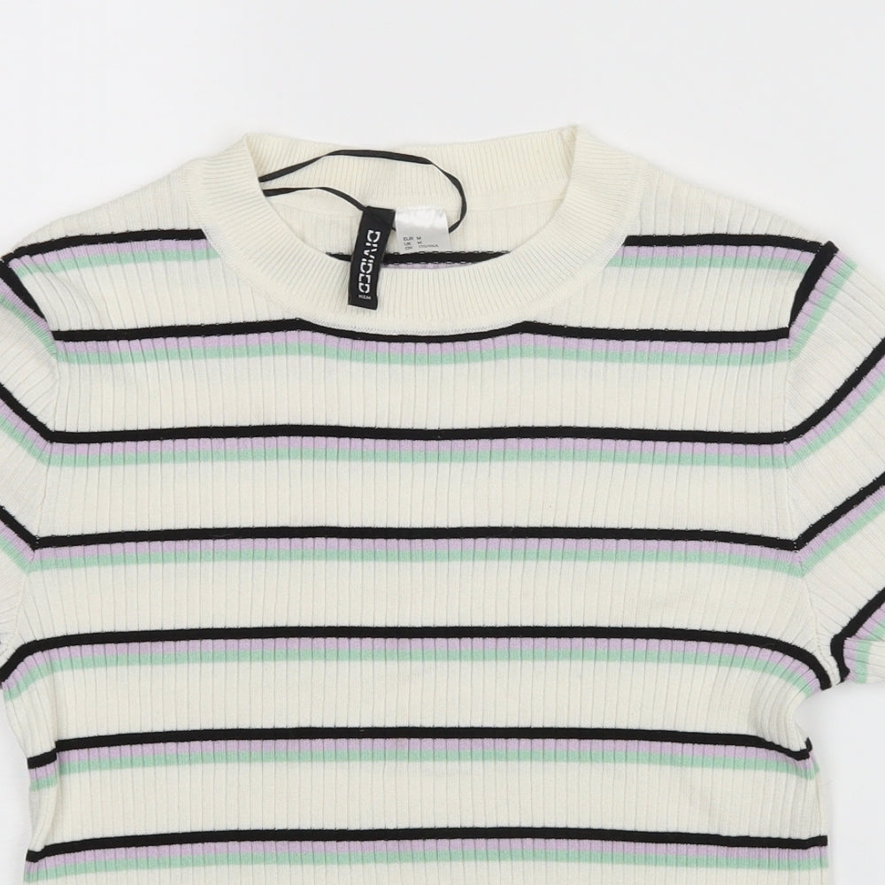 Divided Womens White Striped  Basic Blouse Size M