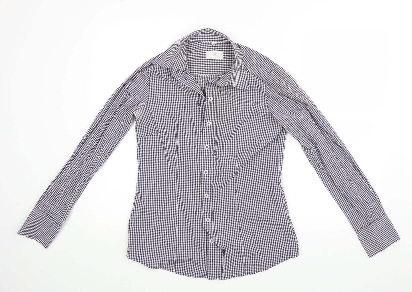 Grieff Womens Blue Check  Basic Button-Up Size 10