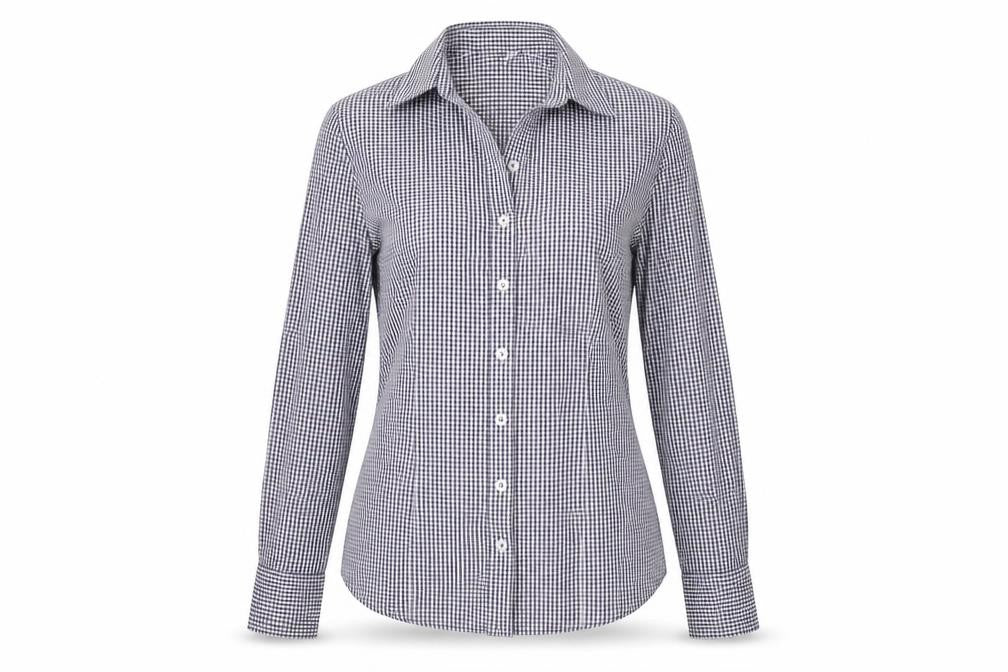 Grieff Womens Blue Check  Basic Button-Up Size 10