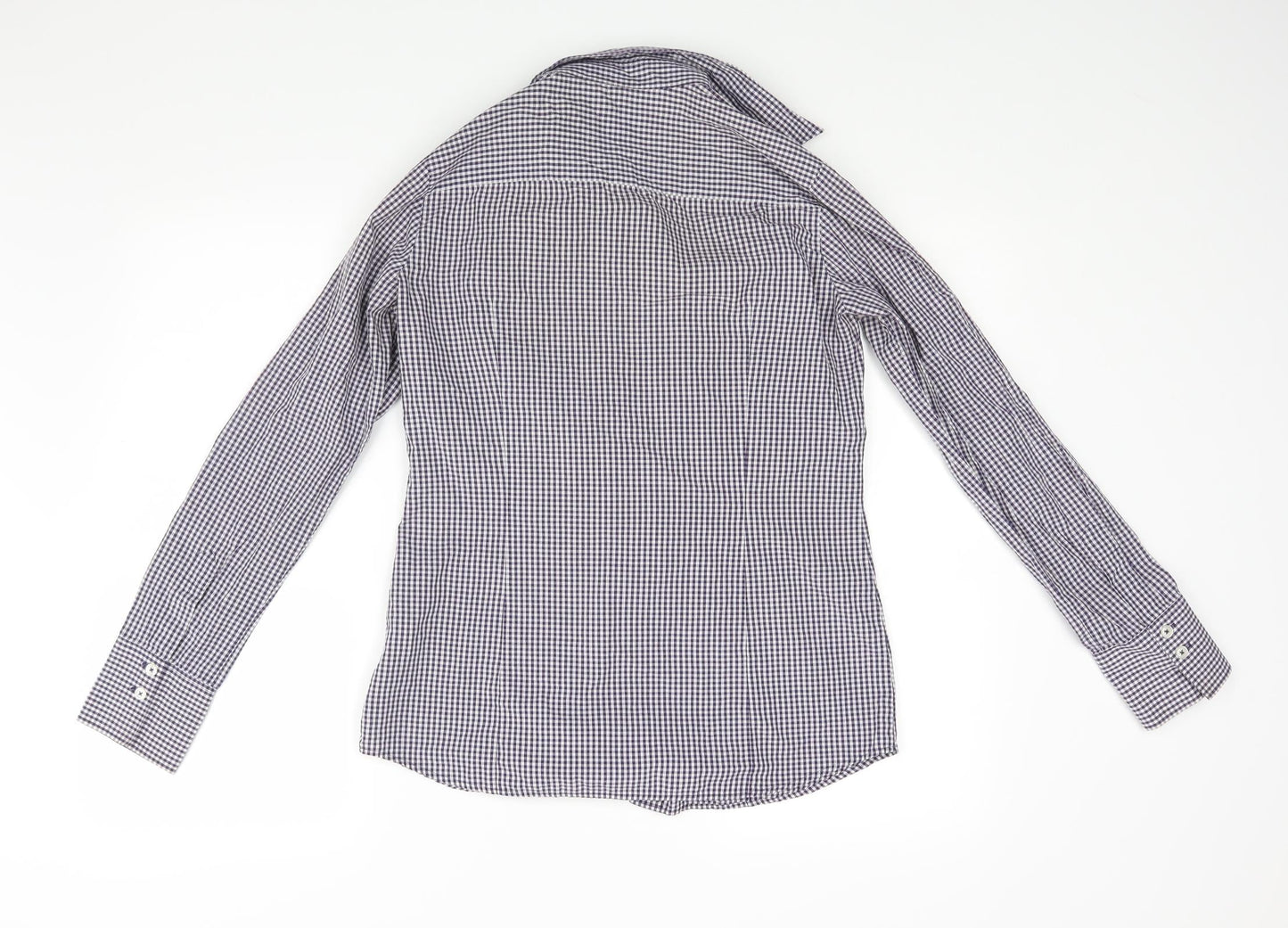 Grieff Womens Blue Check  Basic Button-Up Size 10