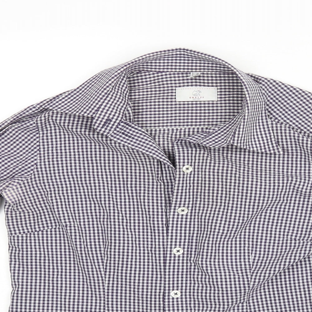 Grieff Womens Blue Check  Basic Button-Up Size 10