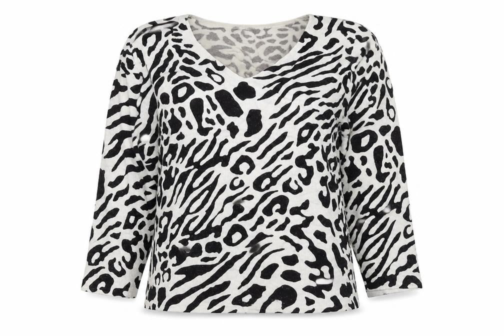 Papaya Womens White Animal Print  Pullover Jumper Size 14