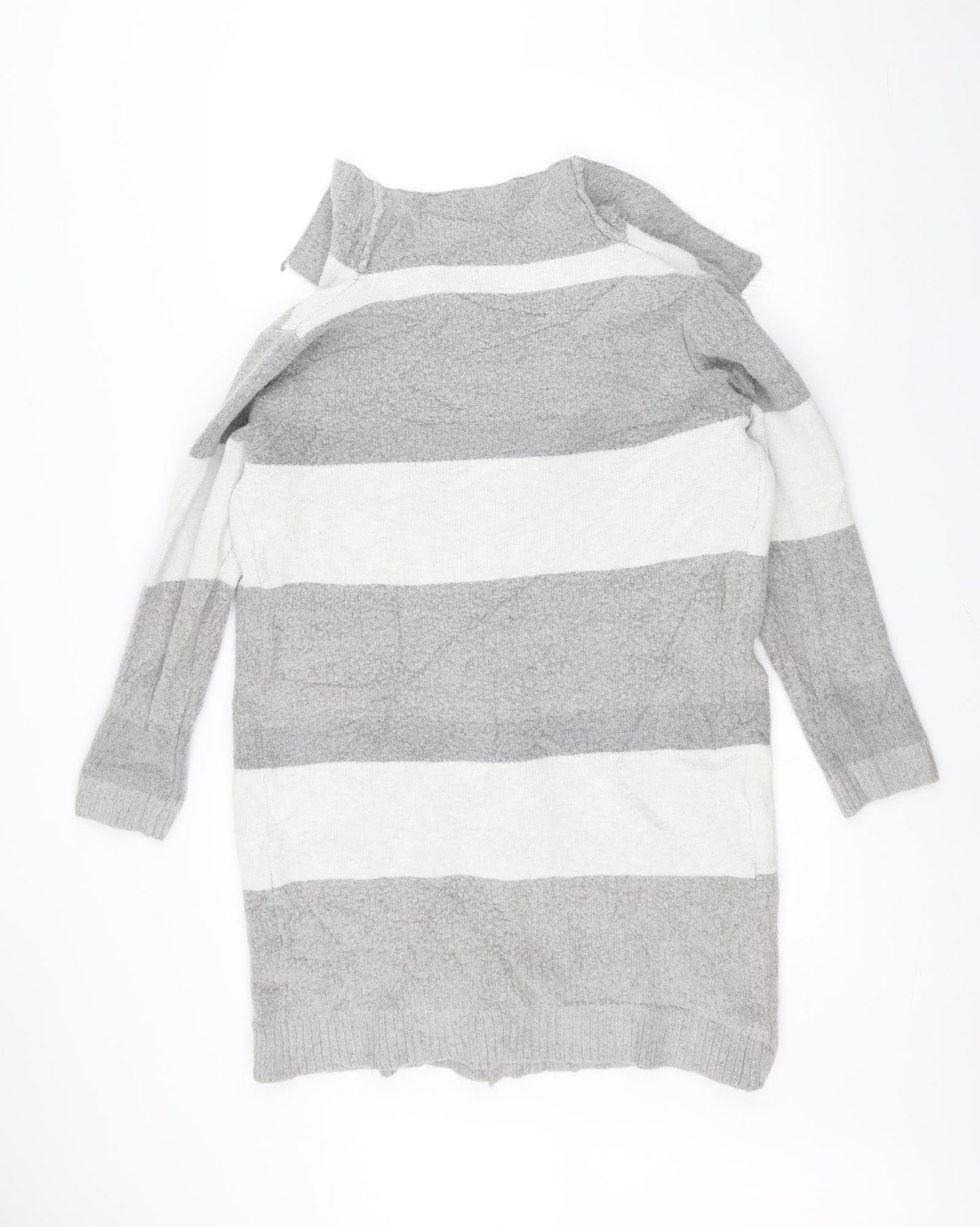 Philip J Womens Grey Striped  Jacket Coatigan Size M