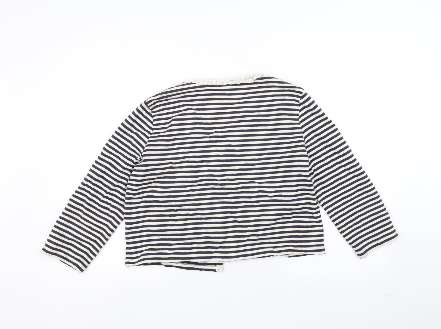 Papaya Womens White Striped  Cardigan Jumper Size 16