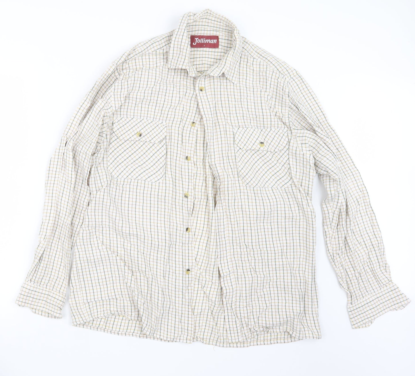 Jolliman Mens Green Check   Button-Up Size L