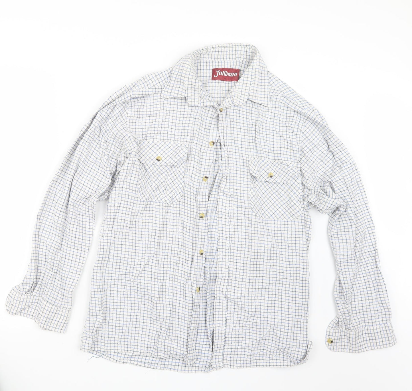 Jolliman Mens Blue Check   Button-Up Size L