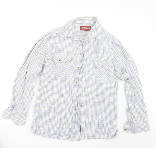 Jolliman Mens Blue Check   Button-Up Size L
