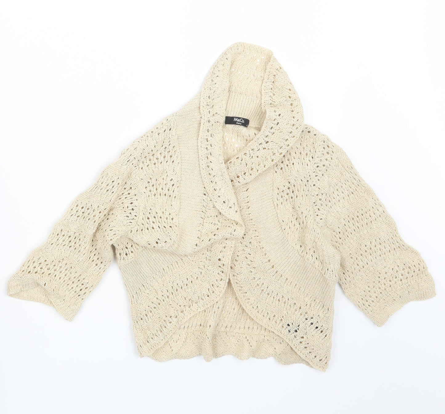 M&Co Womens Beige  Knit Cardigan Jumper Size XS