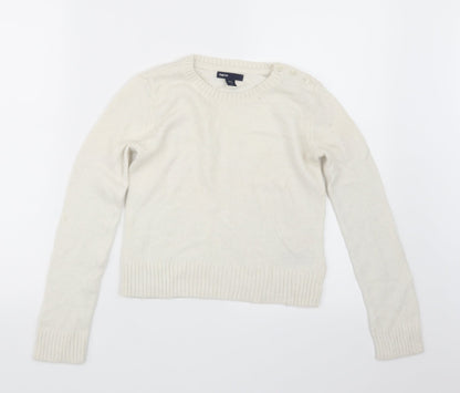 Preloved Gap Girls White  Knit Pullover Jumper Size 10-11 Years - Front