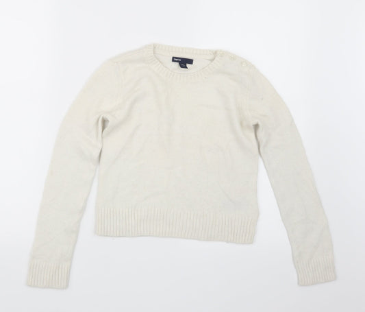 Gap Girls White  Knit Pullover Jumper Size 10-11 Years
