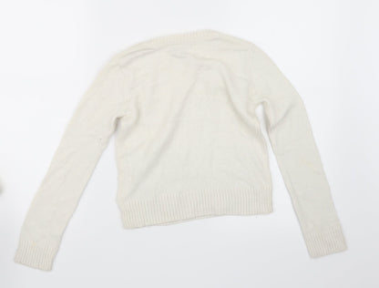 Preloved Gap Girls White  Knit Pullover Jumper Size 10-11 Years - Back
