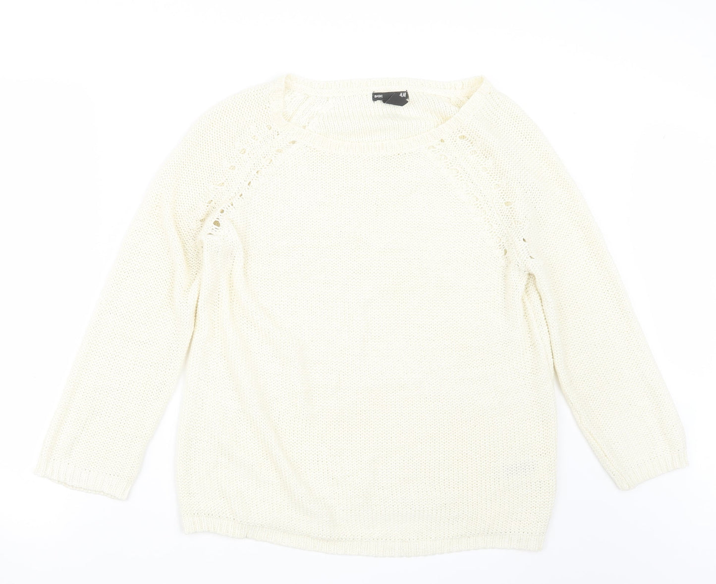 H&M Womens Ivory  Knit Pullover Jumper Size S