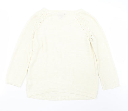 H&M Womens Ivory  Knit Pullover Jumper Size S