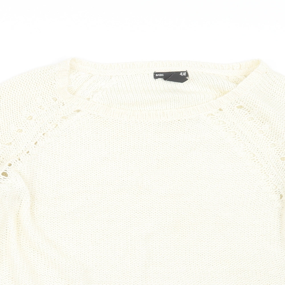 H&M Womens Ivory  Knit Pullover Jumper Size S