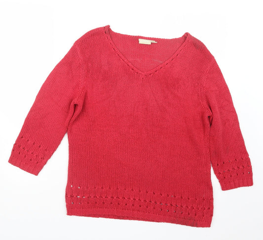 Avenue Womens Red  Knit Pullover Jumper Size M