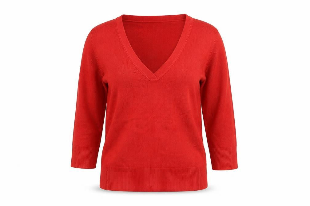 M&Co Womens Red  Knit Pullover Jumper Size S