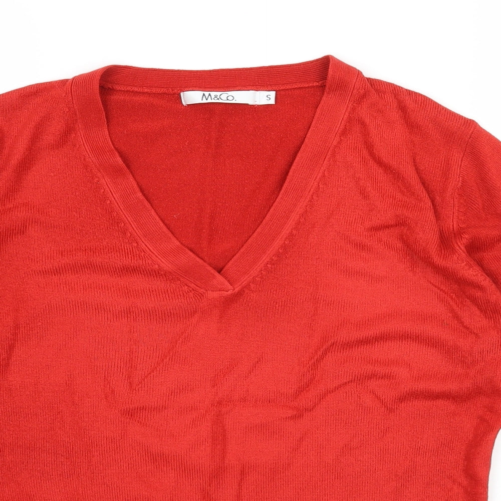 M&Co Womens Red  Knit Pullover Jumper Size S