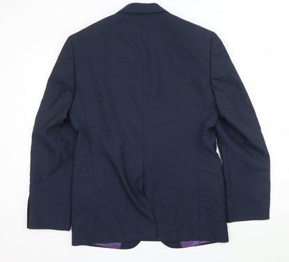 Back view of Autograph men’s blue jacket suit jacket, size L